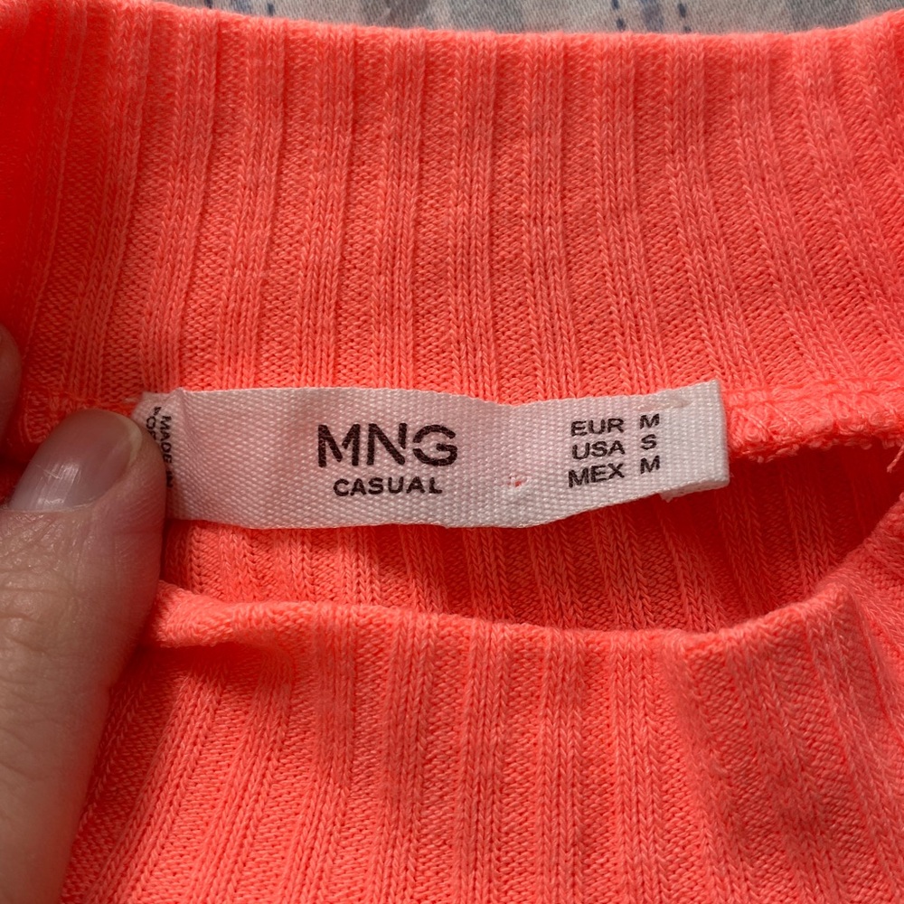 Mango Vibrant Coral Ribbed Top - Picture 2 of 4